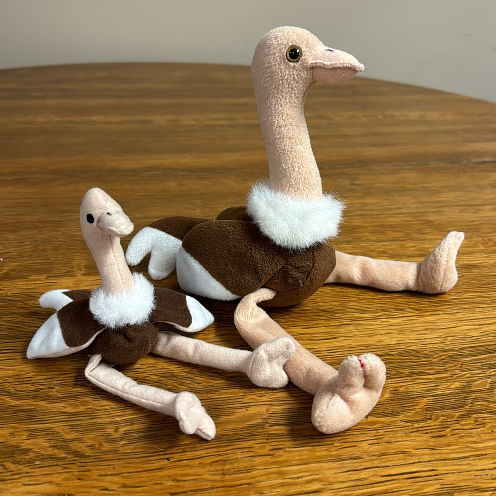 Ty Beanie Babies Stretch the Ostrich & McDonald’s Teenie Beanie Ostrich